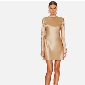 Cult Gaia Cream Sheath Dress Long Bell Sleeves Mock Neck